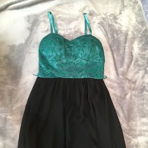 Emerald green and black dress